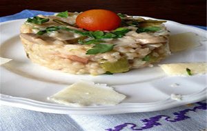 Risotto De Champiñones, Ajos Tiernos Y Esparragos Verdes
